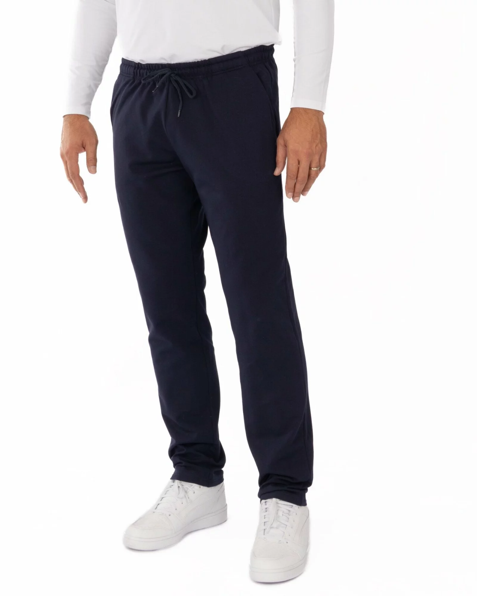 Pantaloni bleumarin model clasic interior pufos