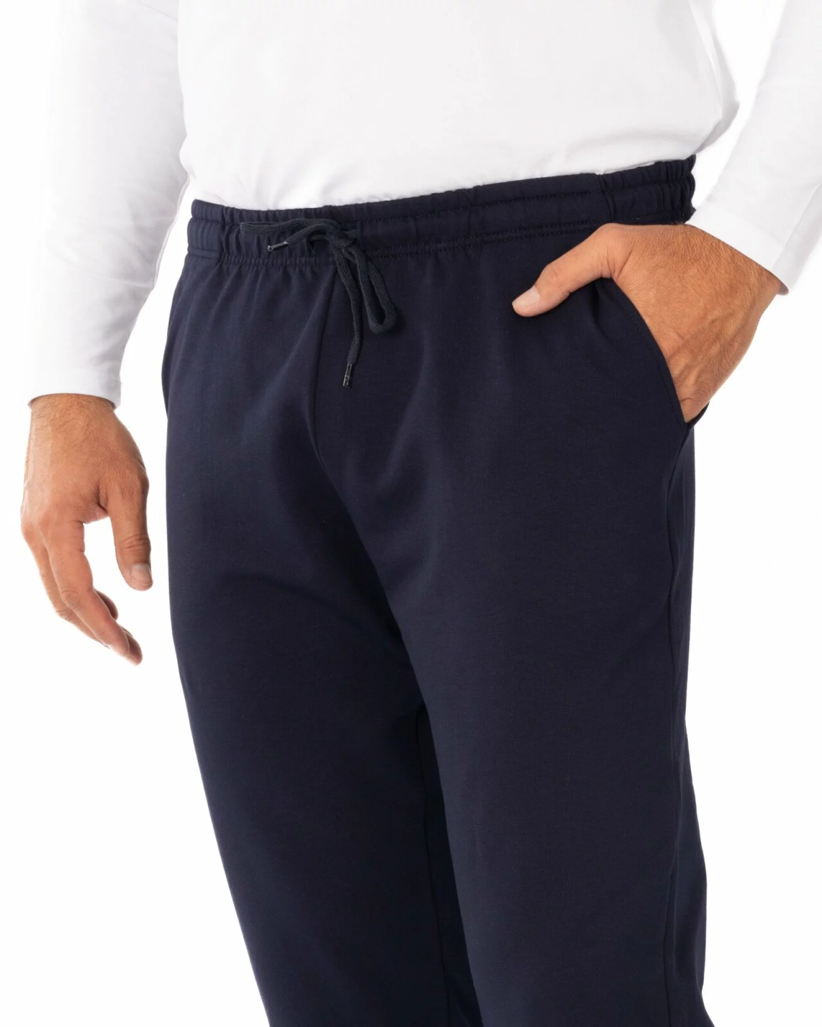 Pantaloni bleumarin model clasic interior pufos