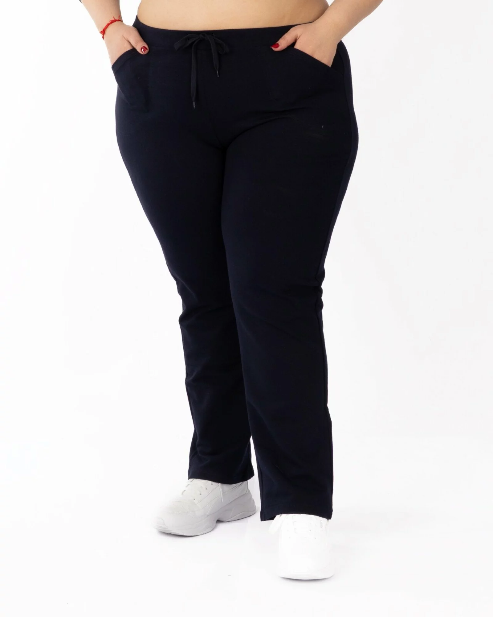 Pantaloni bleumarin mărimi mari buzunare aplicate