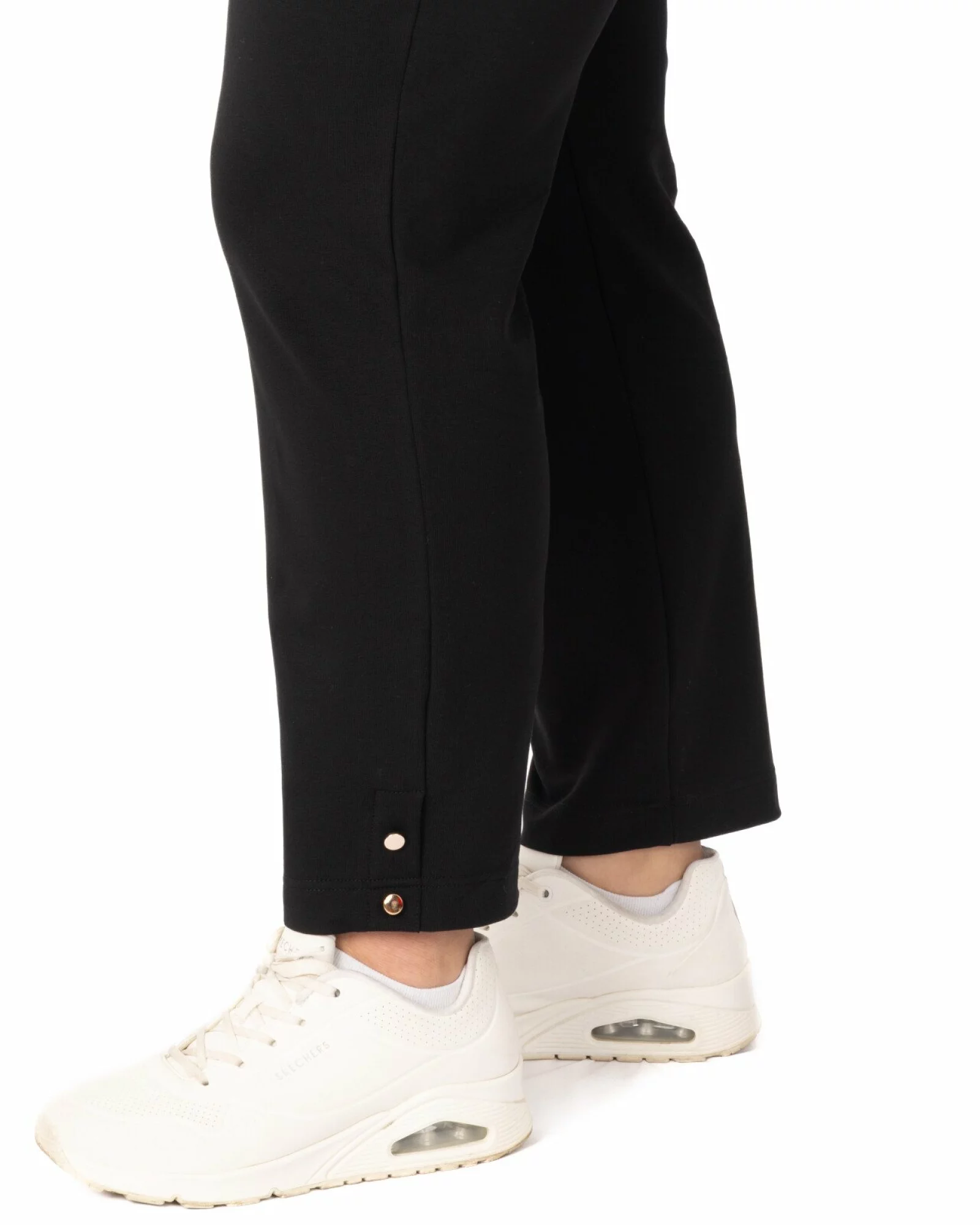 Pantaloni negri 7/8 mărimi mari șliț lateral nasturi