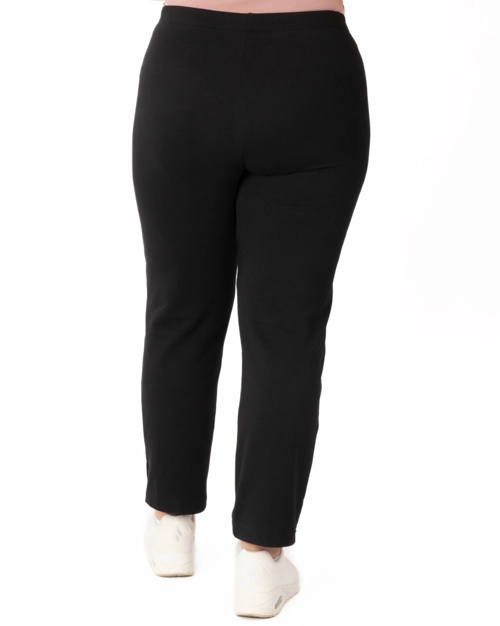 Pantaloni negri 7/8 mărimi mari șliț lateral nasturi