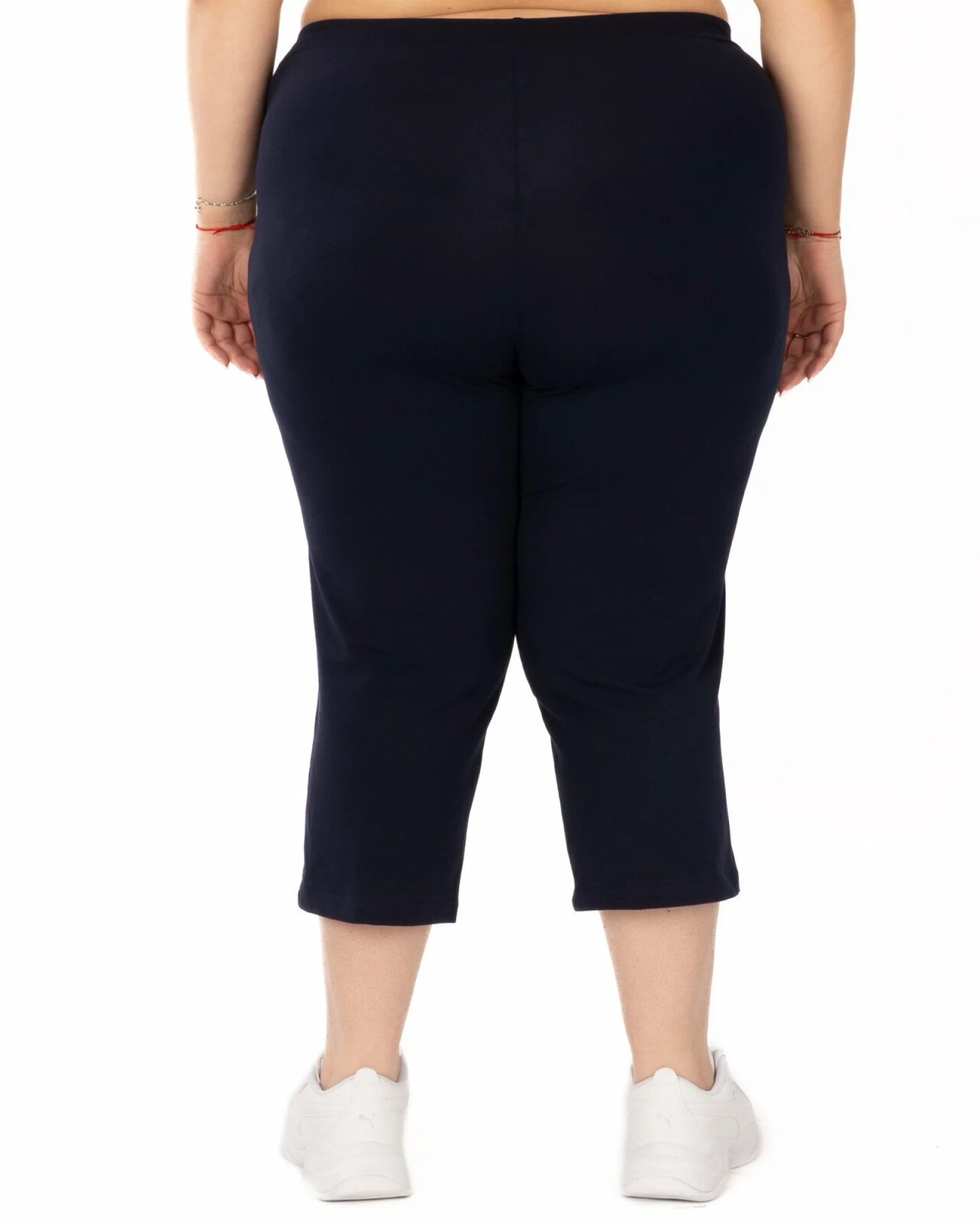 Pantaloni bleumarin 3/4 mărimi mari buzunare aplicate