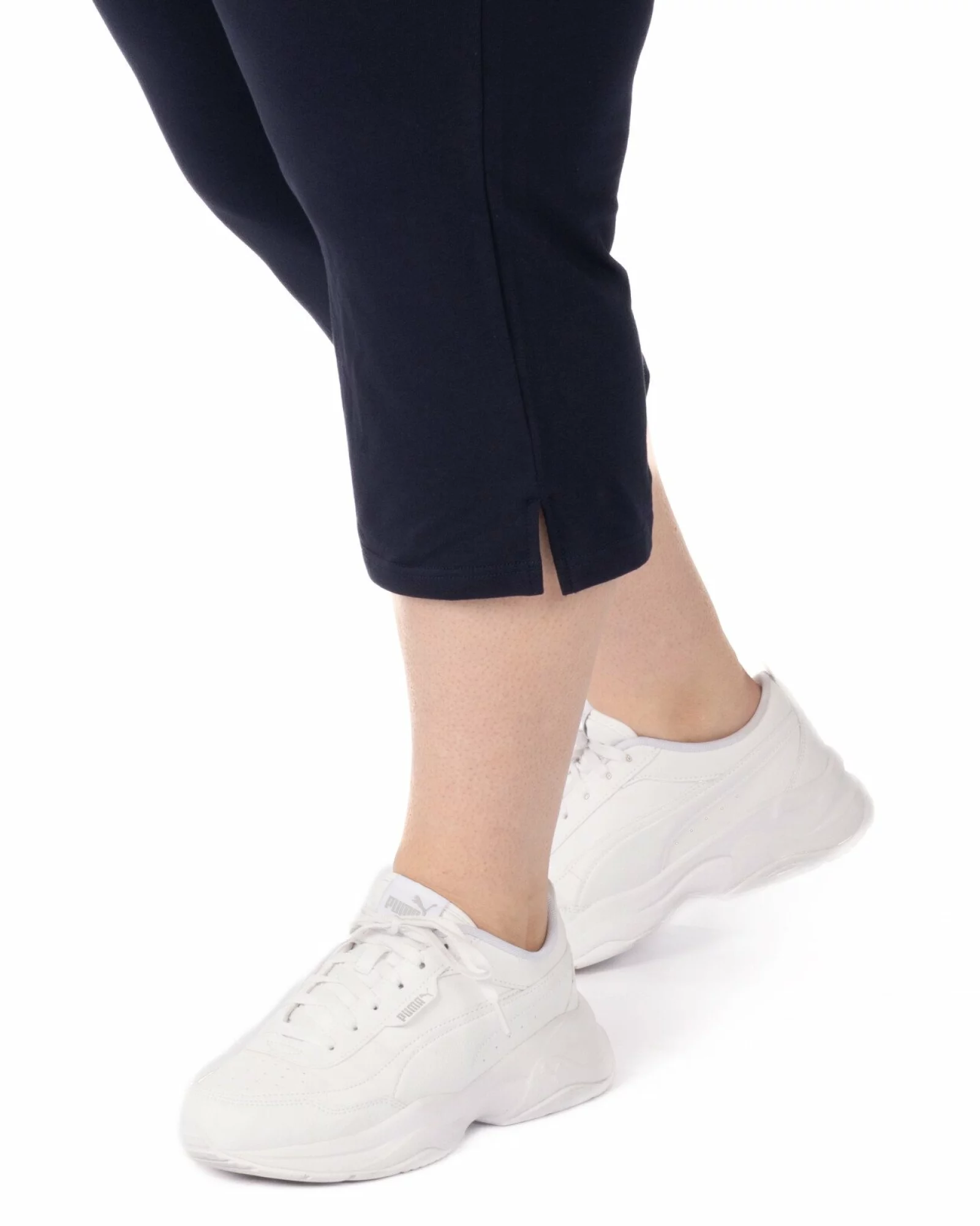 Pantaloni bleumarin 3/4 mărimi mari șliț lateral