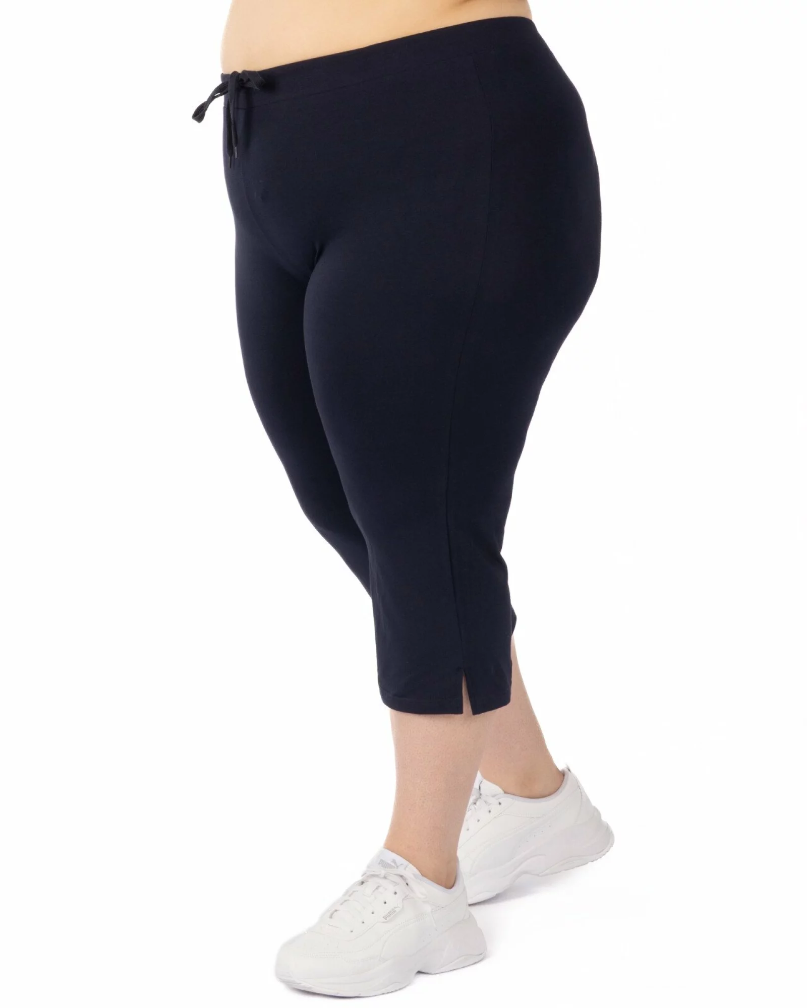 Pantaloni bleumarin 3/4 mărimi mari șliț lateral