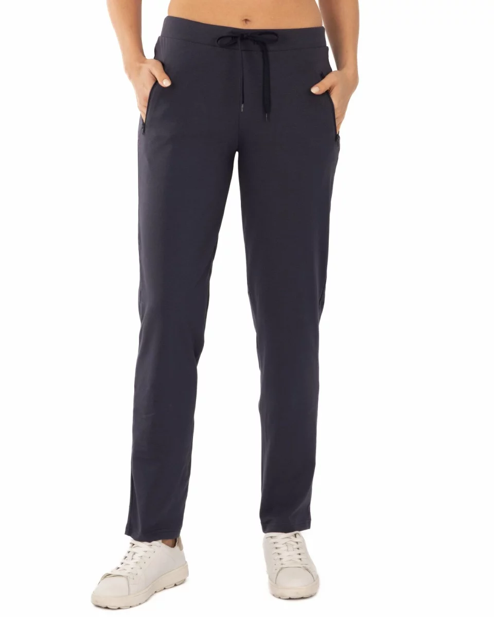 Pantaloni gri de vară croi conic buzunare fermoar
