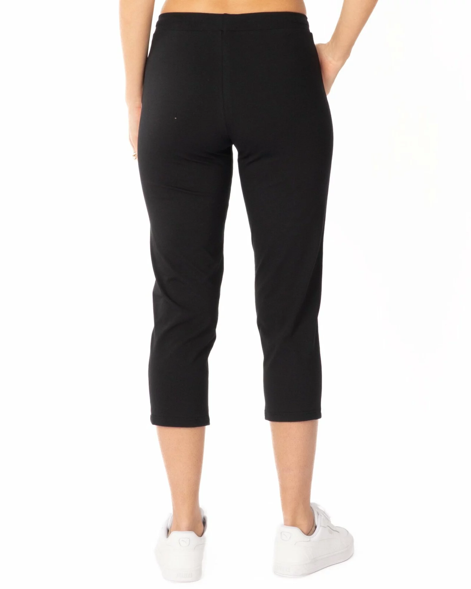 Pantaloni negri 3/4 inserție laterală albă