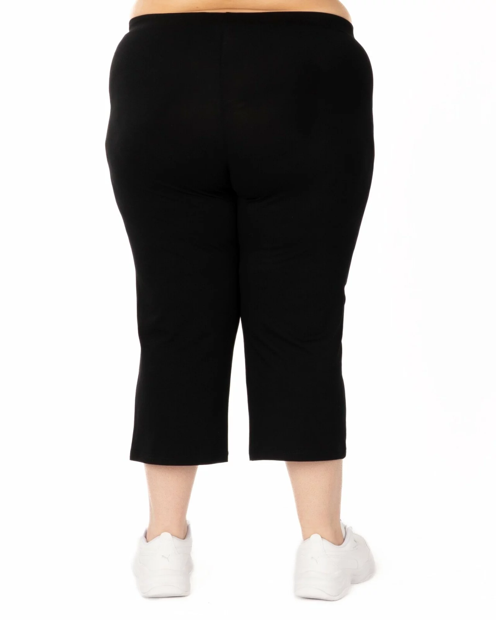 Pantaloni negri 3/4 mărimi mari buzunare aplicate