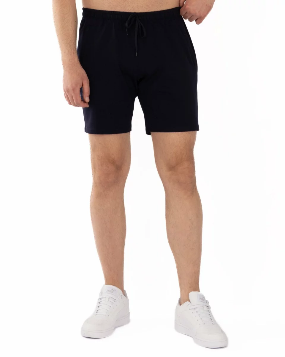Pantaloni scurți bleumarin fermoare refilet