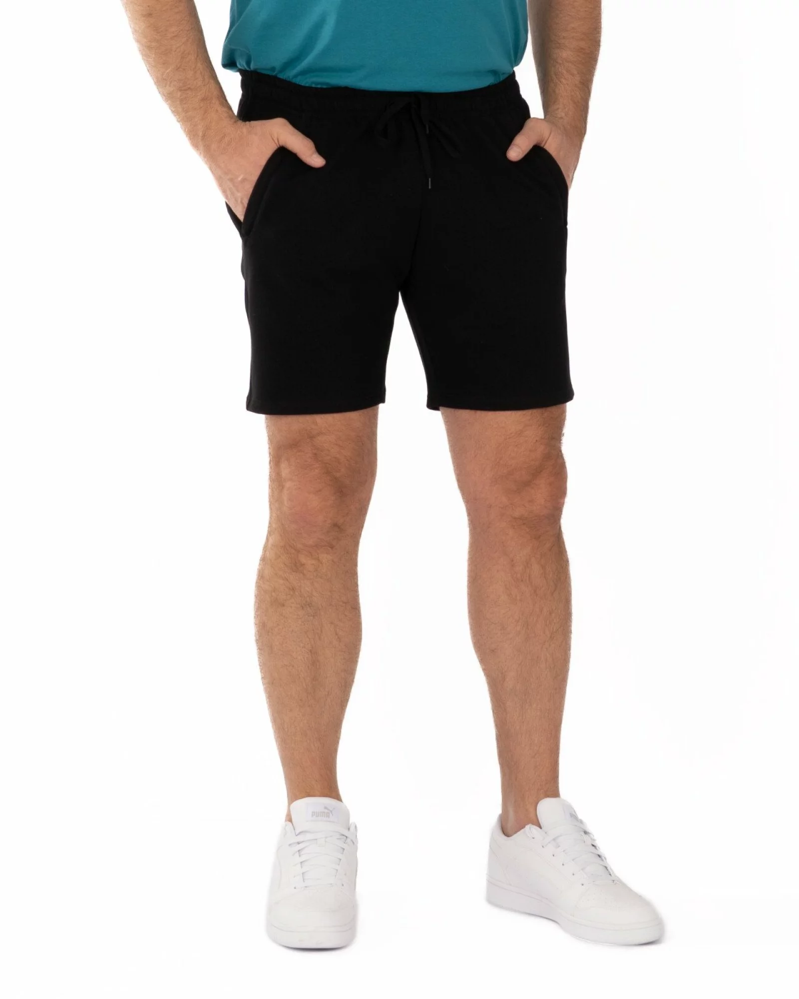 Pantaloni scurți negri fermoare refilet
