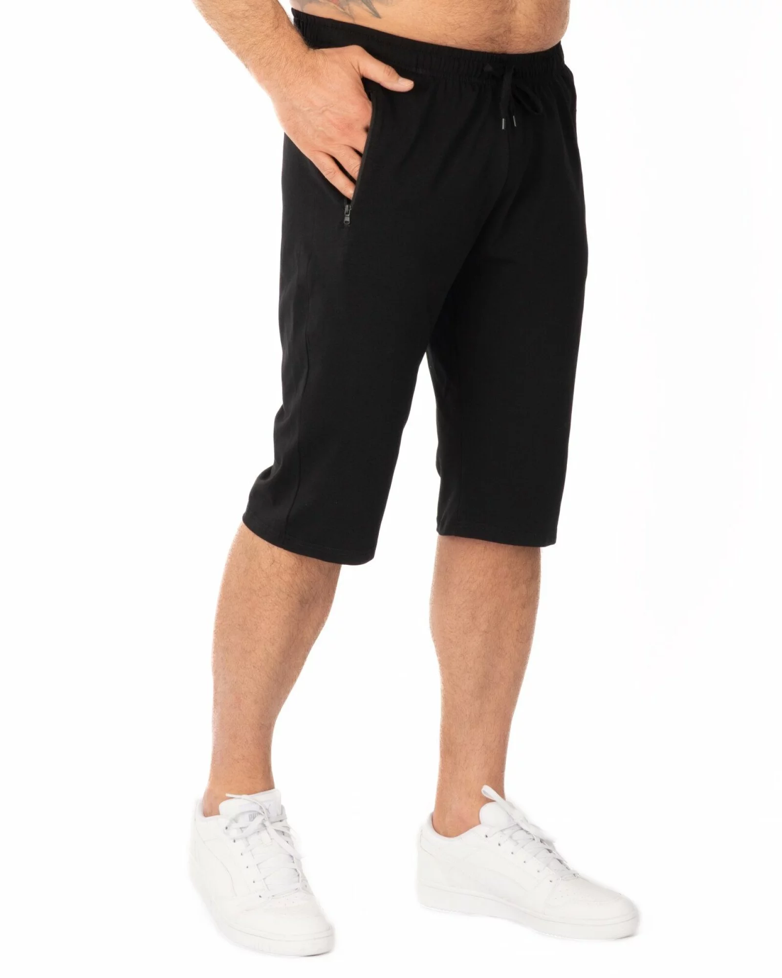 Pantaloni scurți negri model clasic buzunare cu fermoar