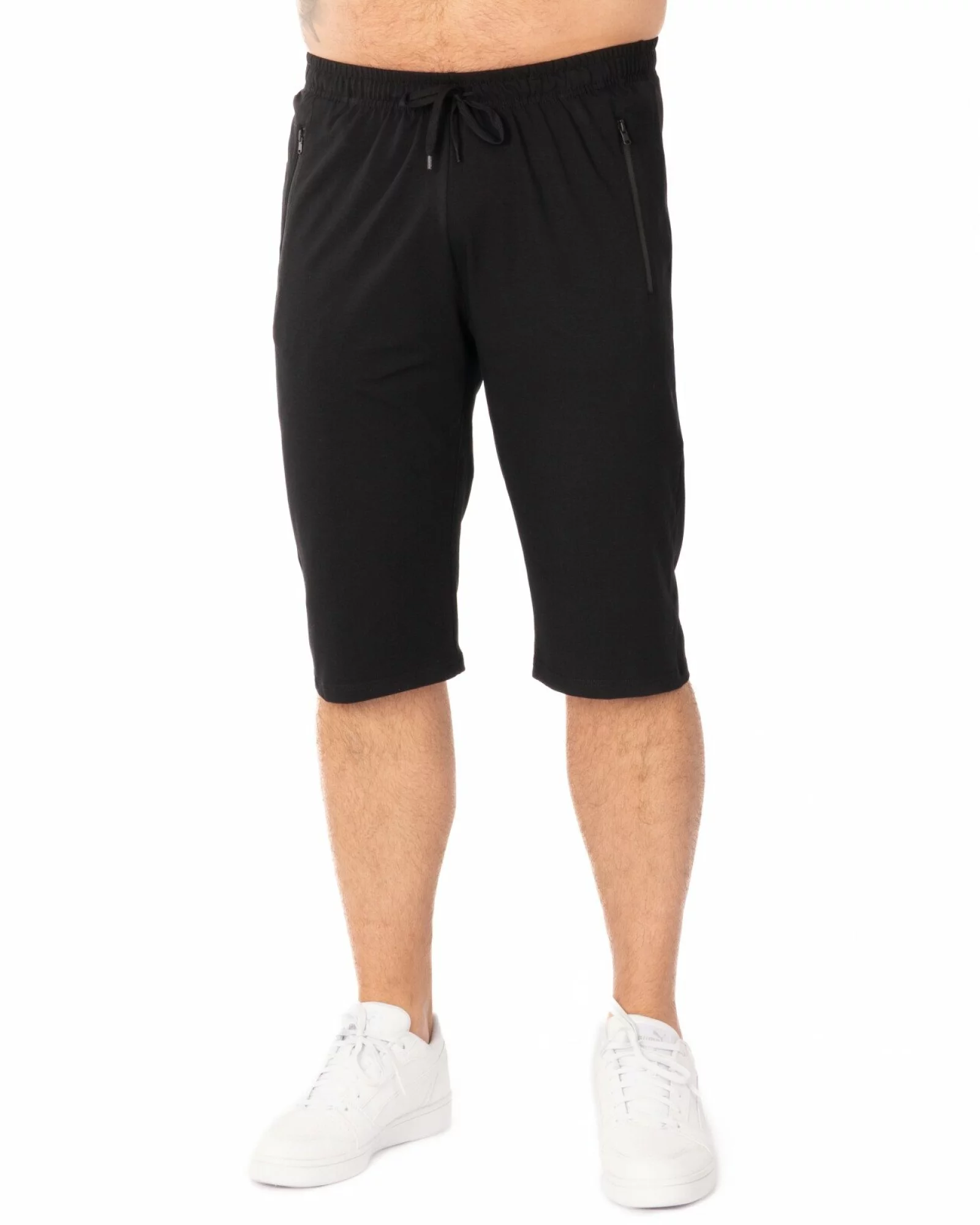 Pantaloni scurți negri model clasic buzunare cu fermoar