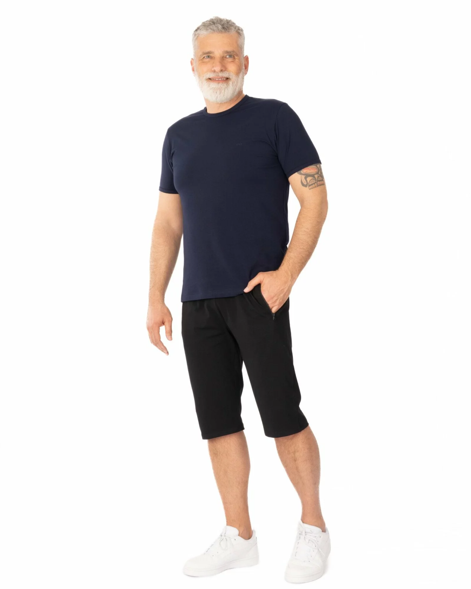 Pantaloni scurți negri model clasic buzunare cu fermoar