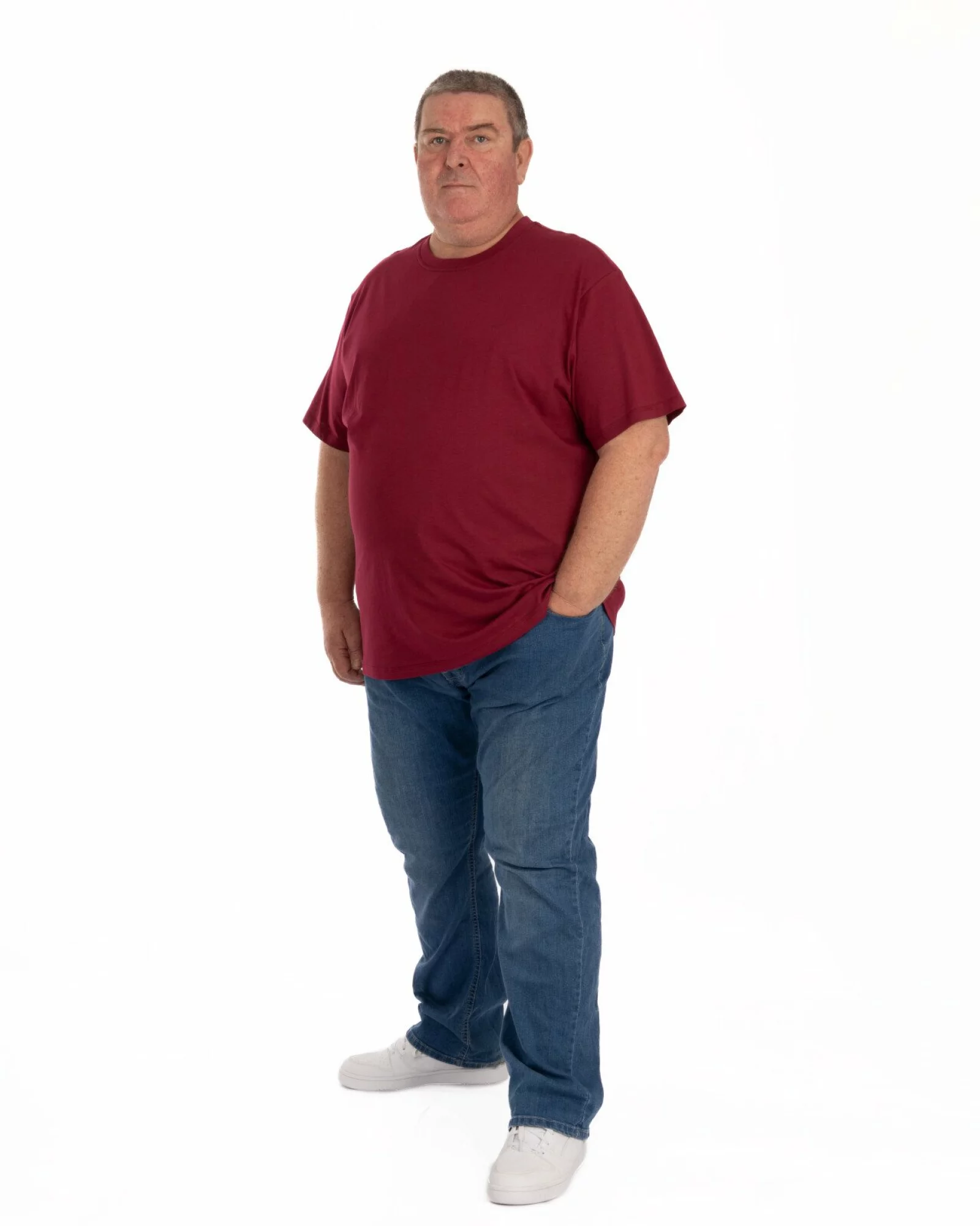 Tricou mărimi mari bordo bumbac