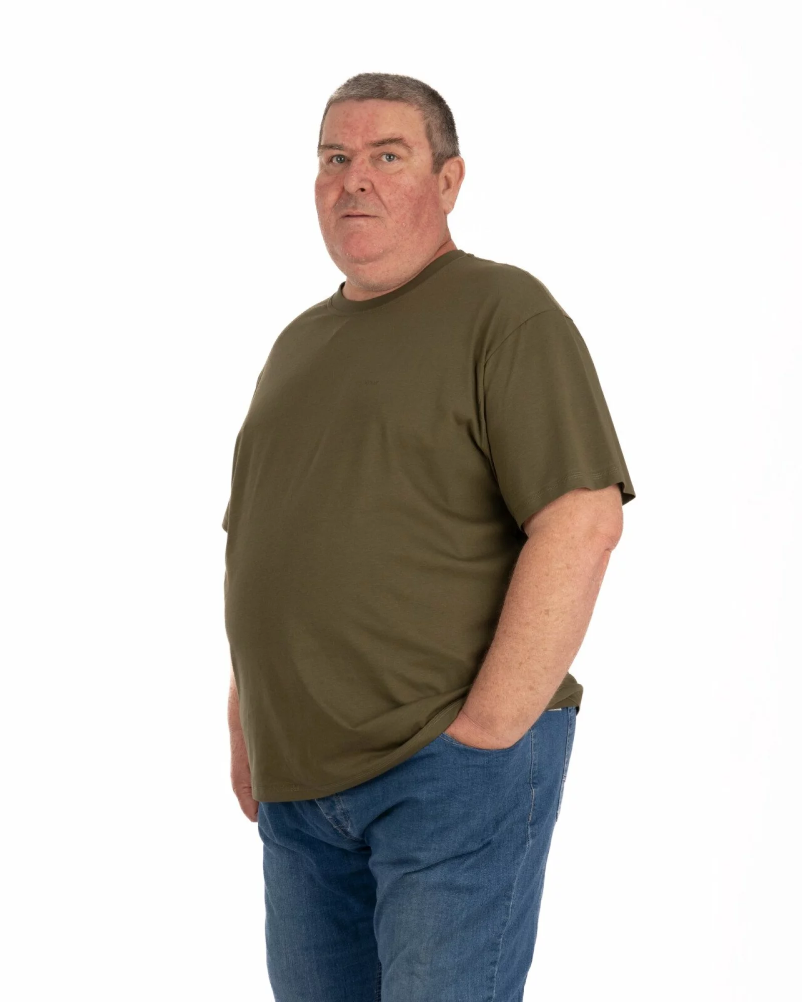 Tricou mărimi mari kaki închis bumbac