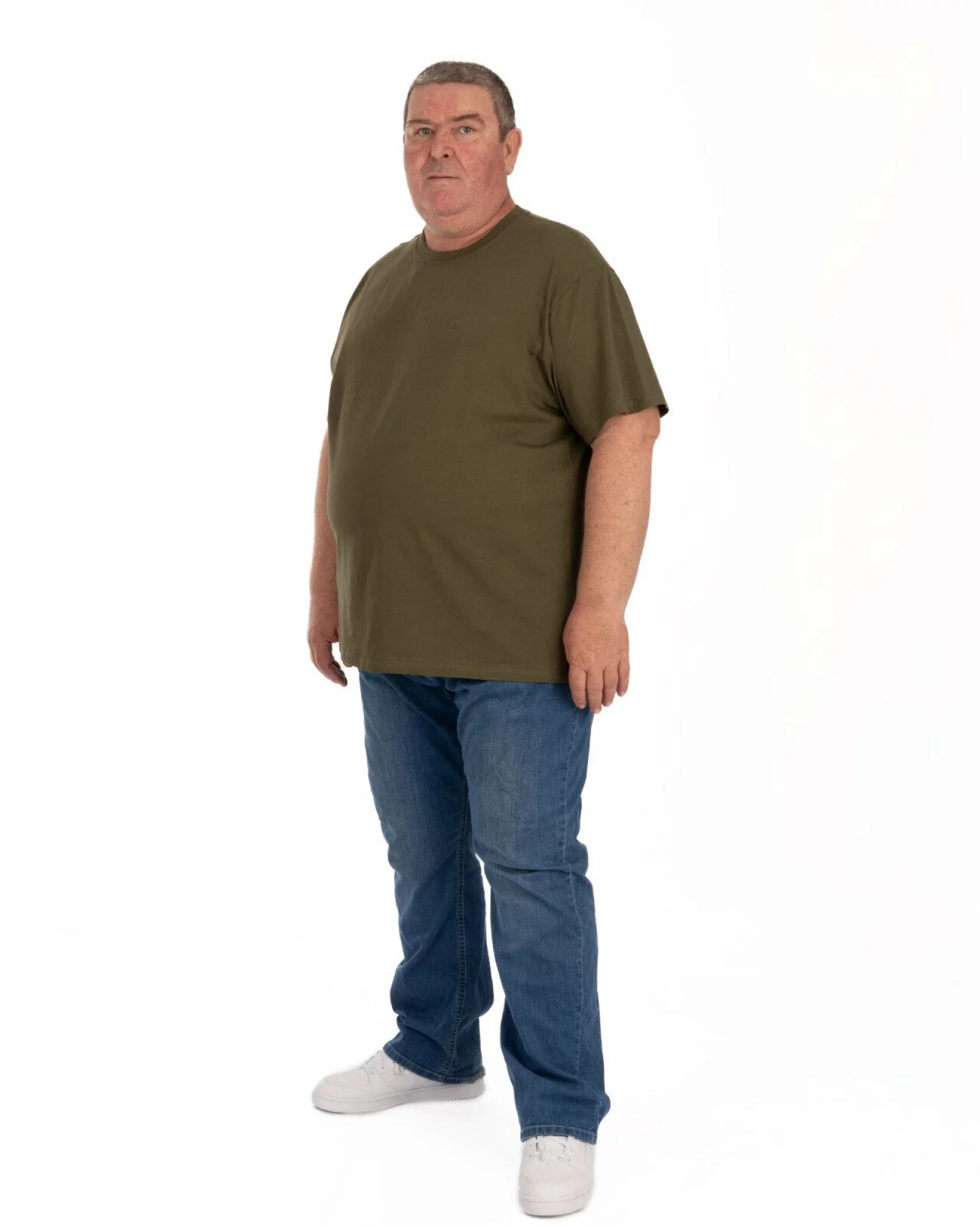 Tricou mărimi mari kaki închis bumbac