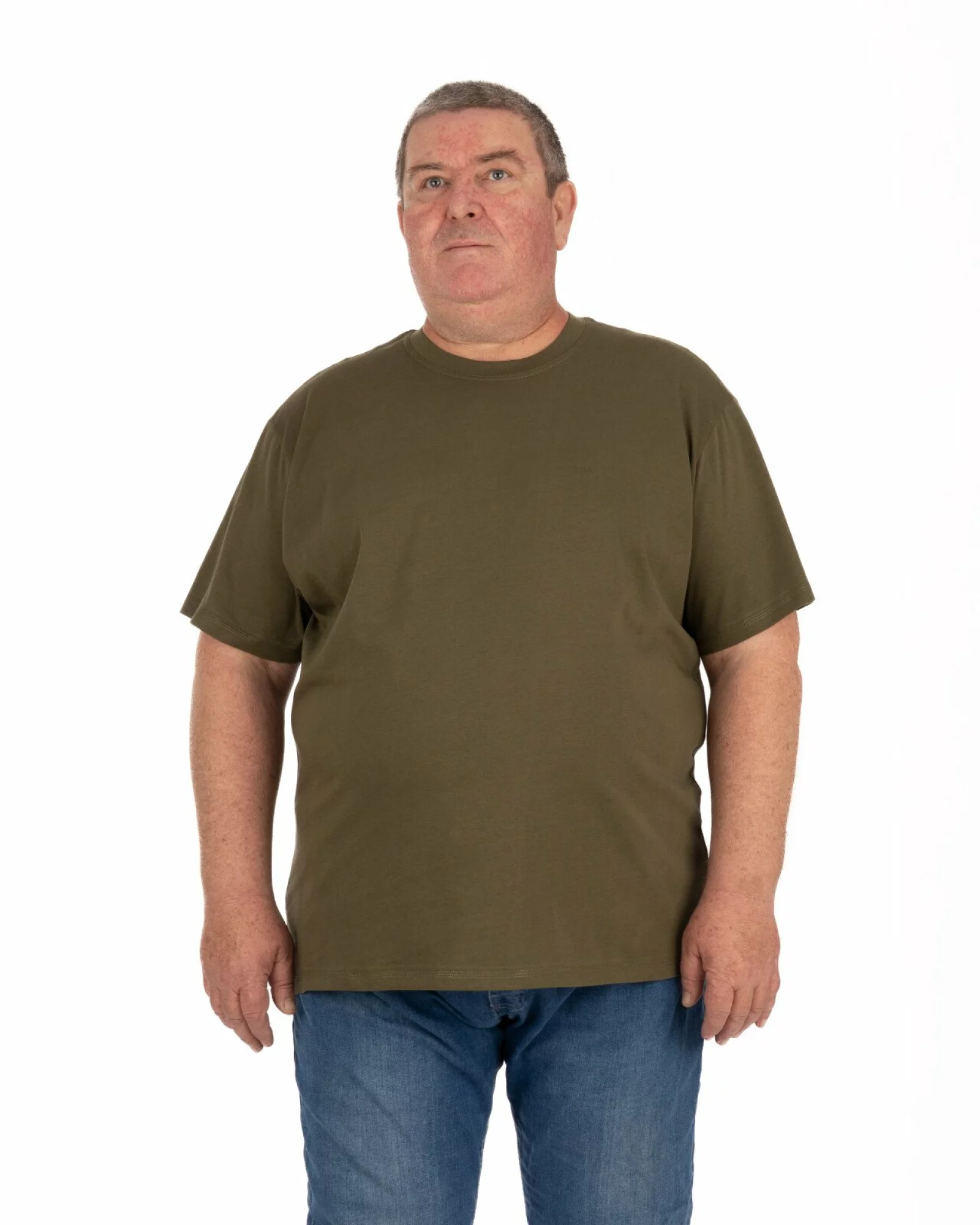Tricou mărimi mari kaki închis bumbac