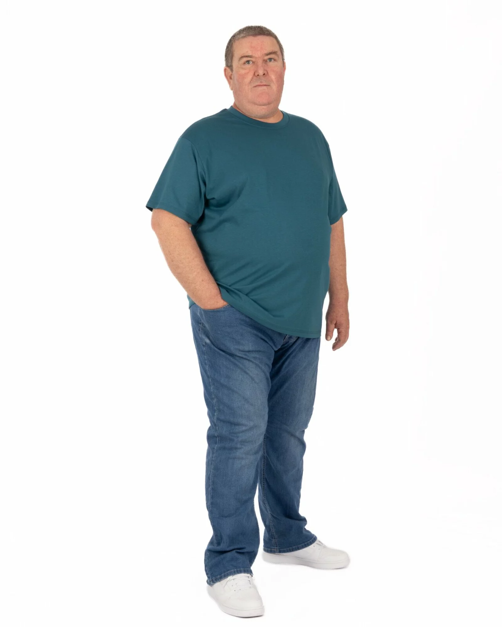 Tricou mărimi mari petrol bumbac