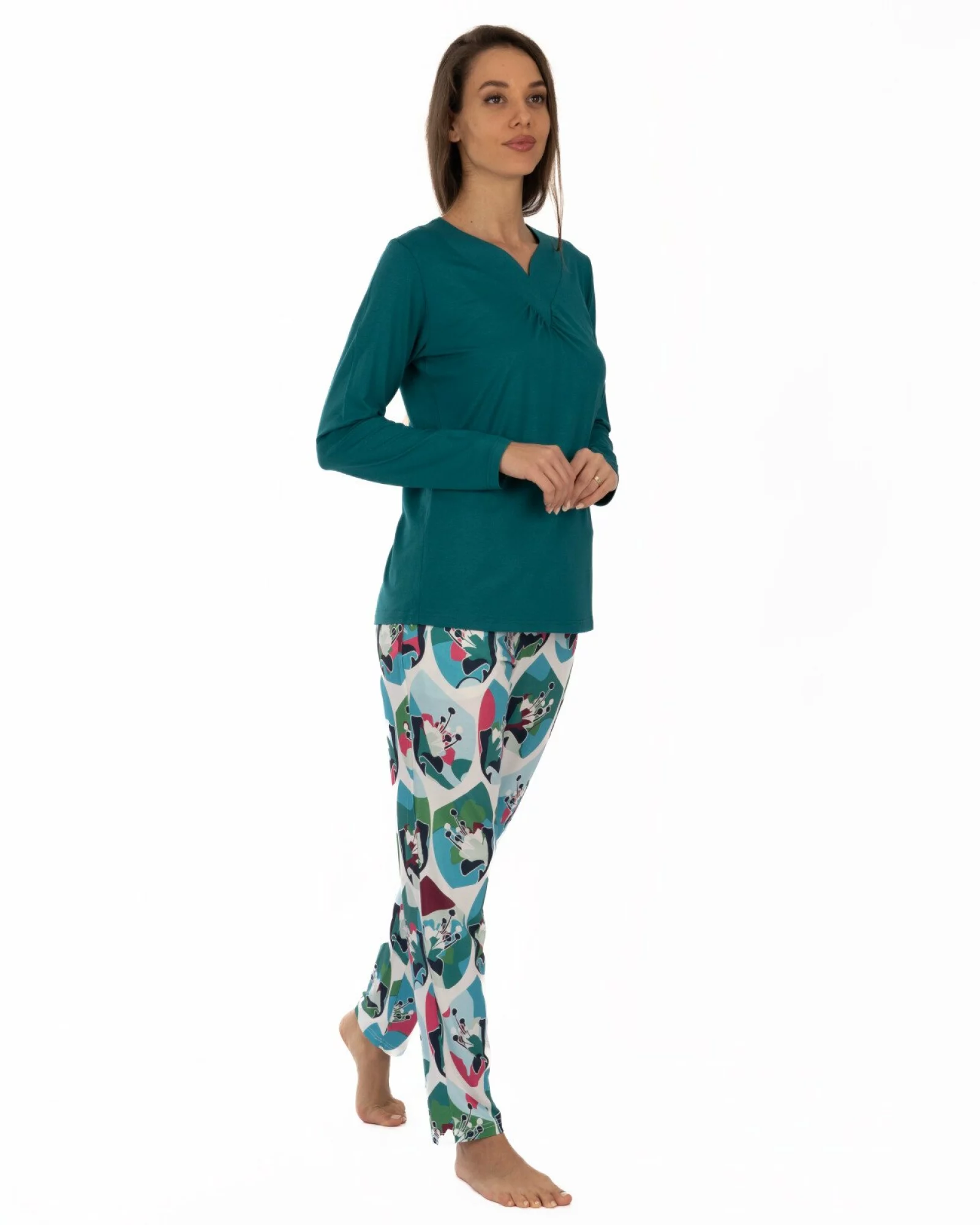 Pijama damă laguna din viscoză, cu imprimeu