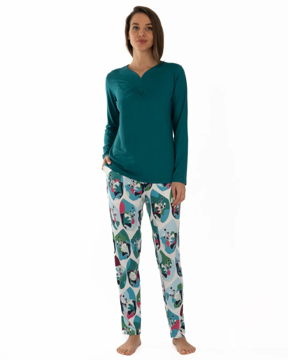 Pijama damă laguna din viscoză, cu imprimeu