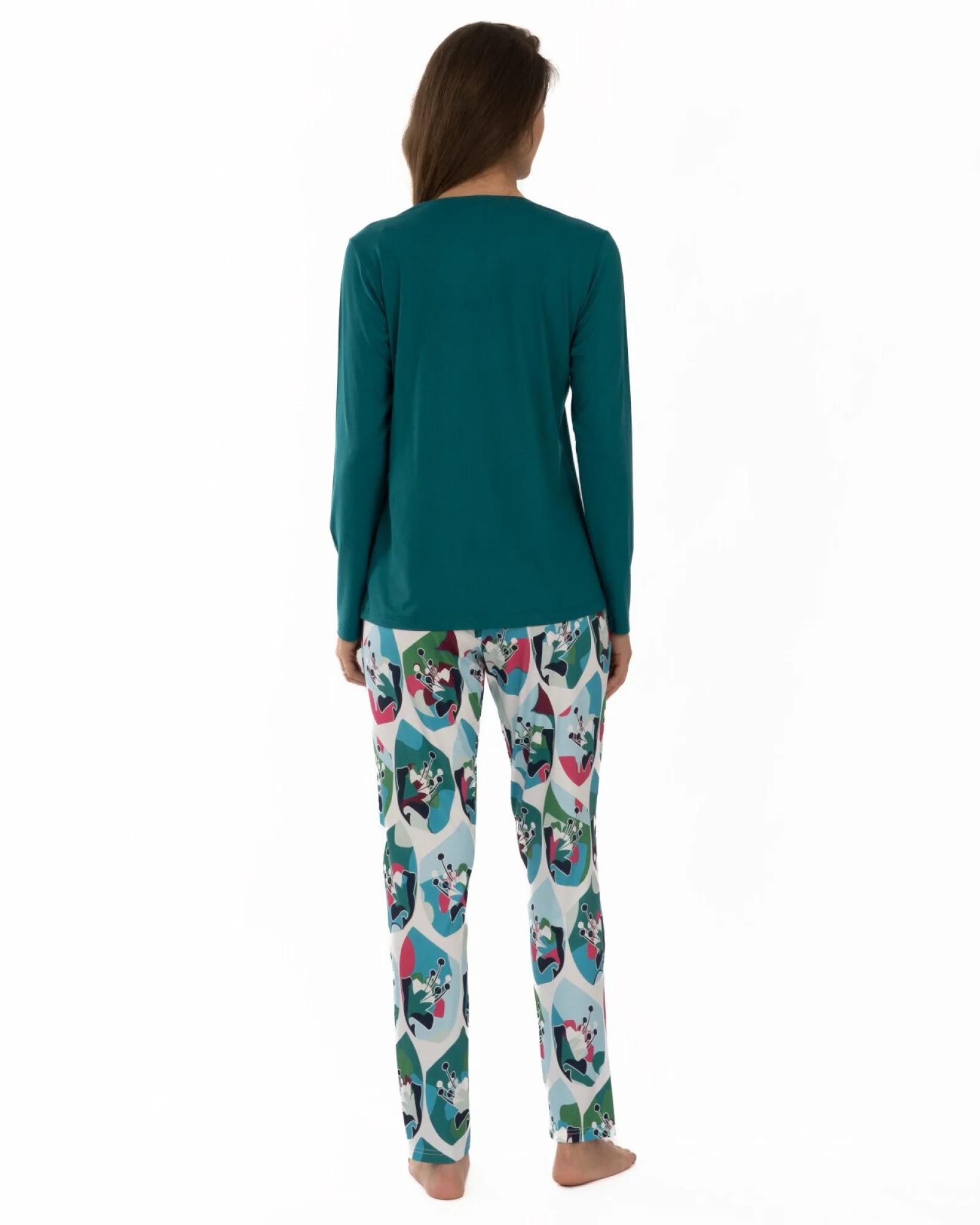 Pijama damă laguna din viscoză, cu imprimeu