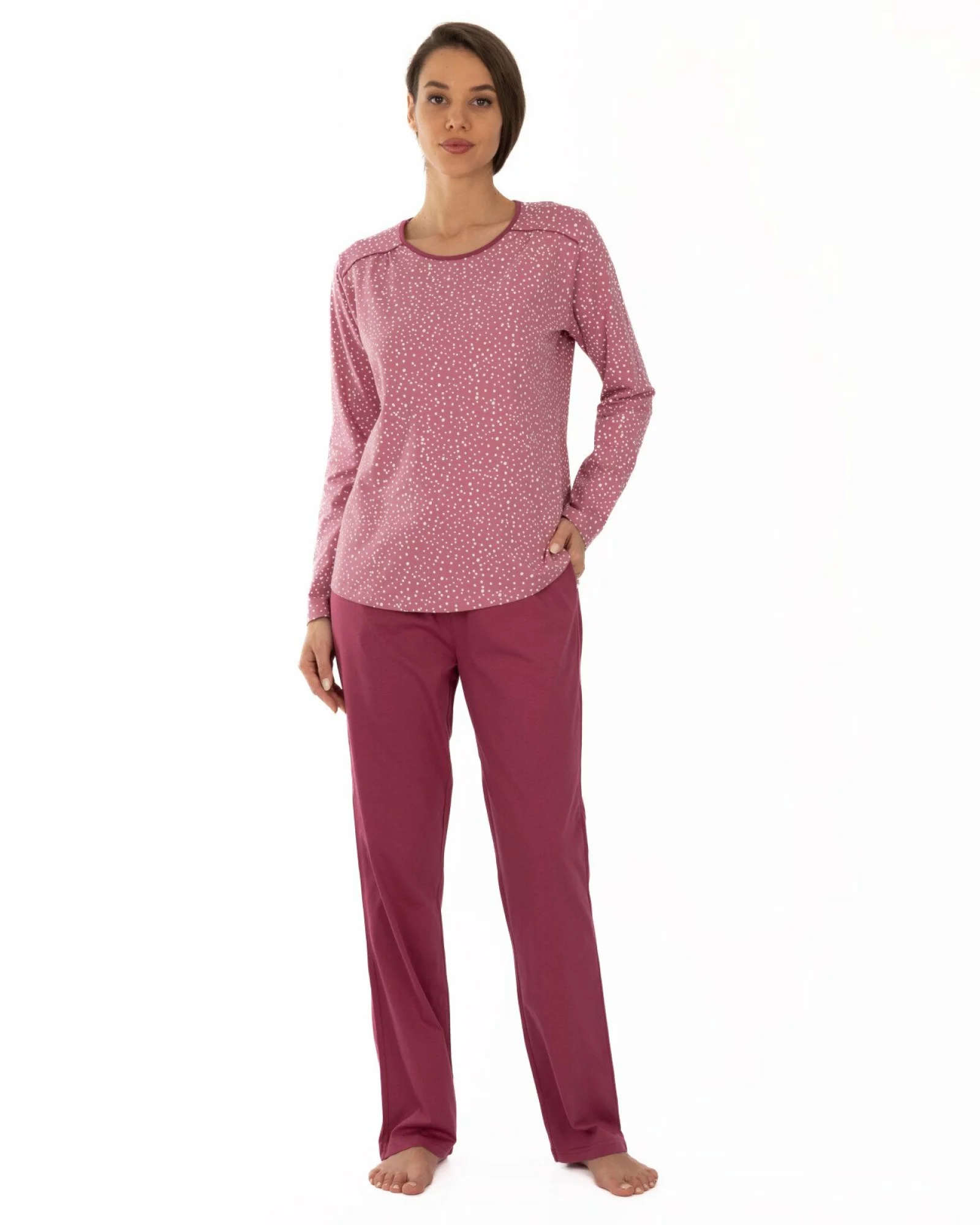 Pijama roz pudrat din bumbac