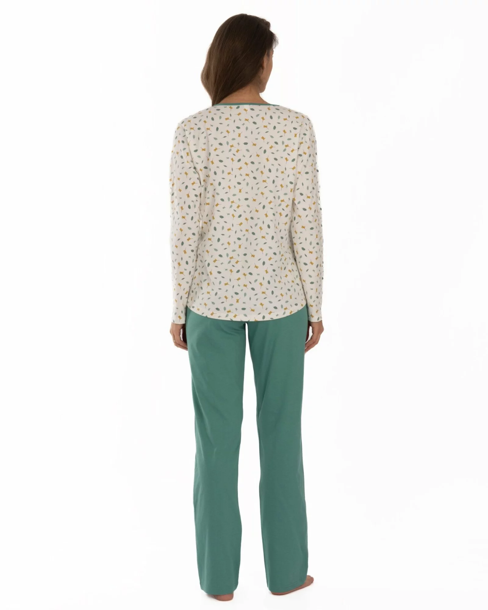 Pijama verde salvie din bumbac