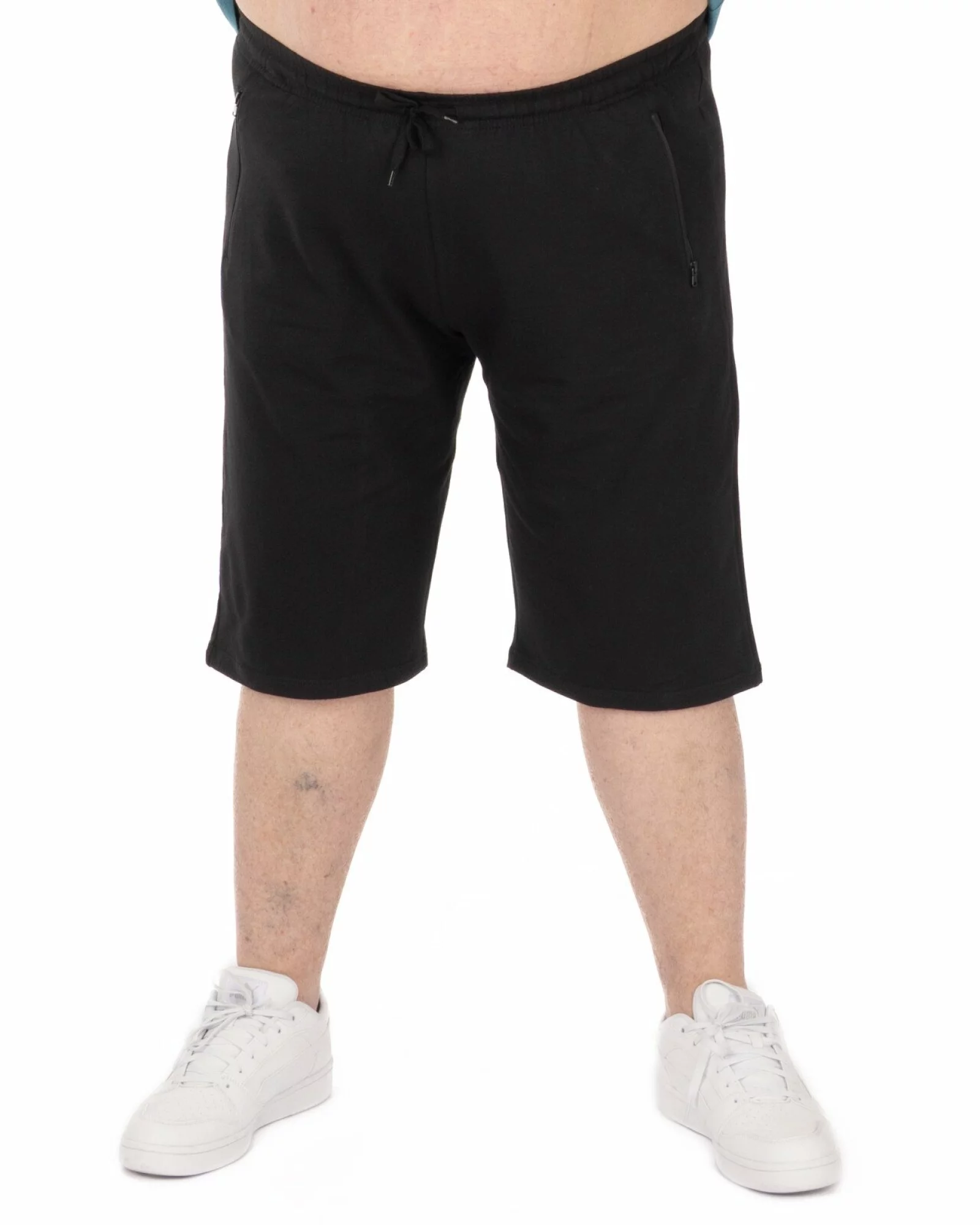 Pantaloni scurți negri mărimi mari buzunare cu fermoar
