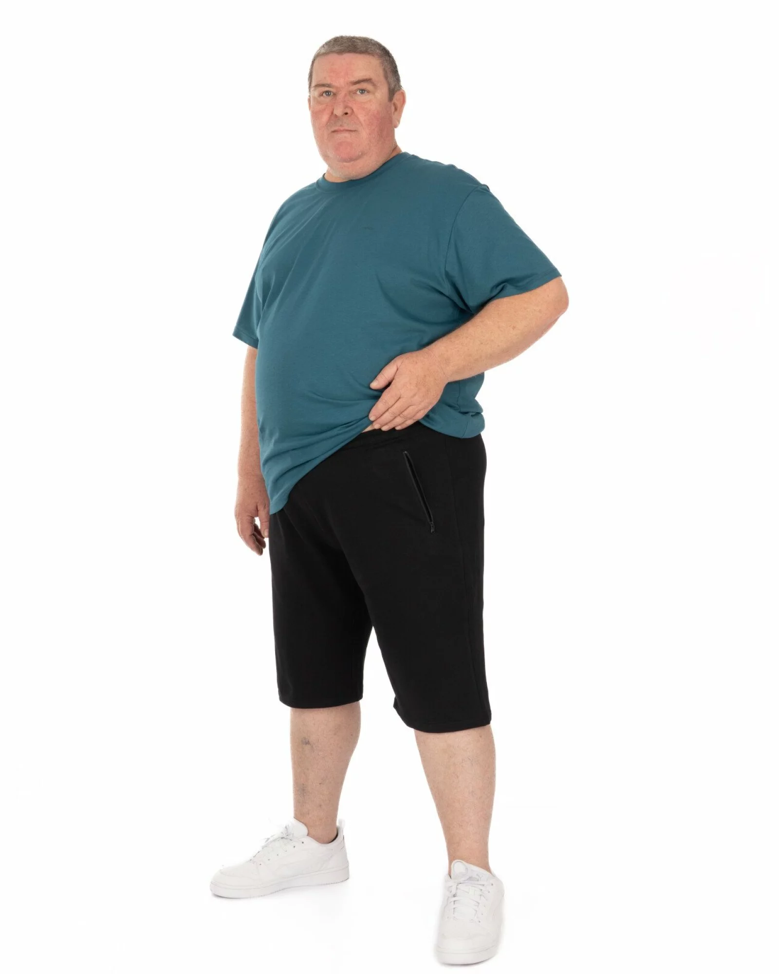 Pantaloni scurți negri mărimi mari buzunare cu fermoar
