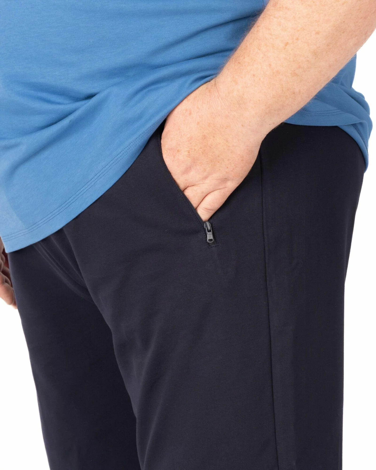 Pantaloni bleumarin mărimi mari cu buzunare cu fermoar
