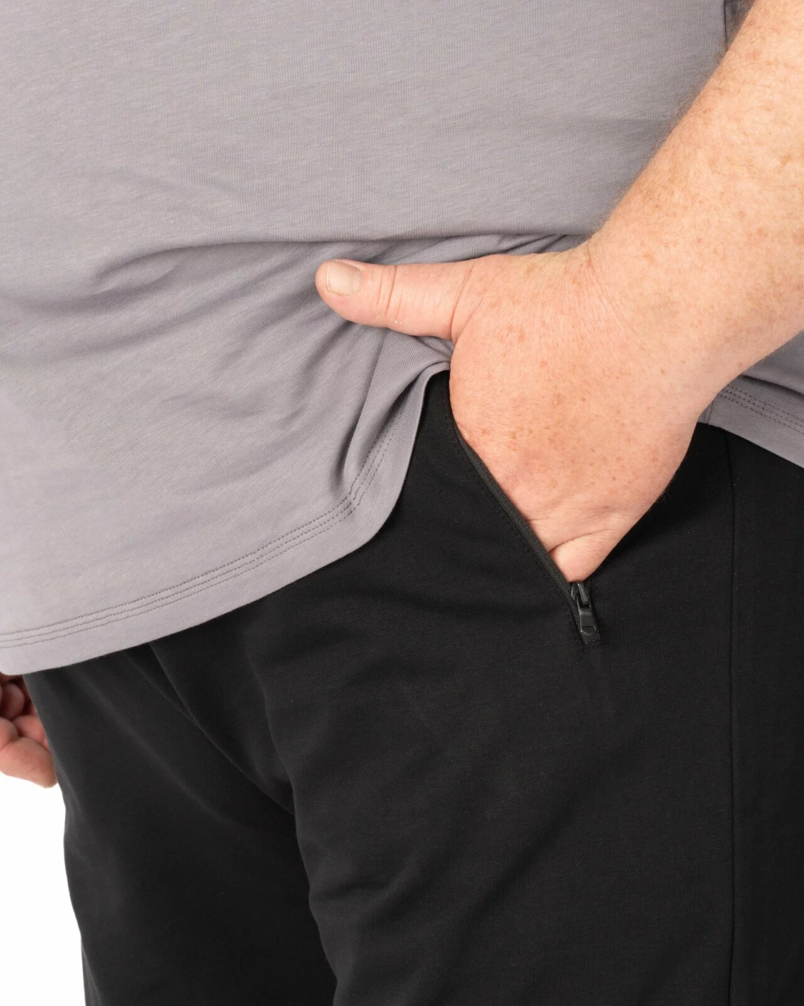 Pantaloni negri mărimi mari cu buzunare cu fermoar