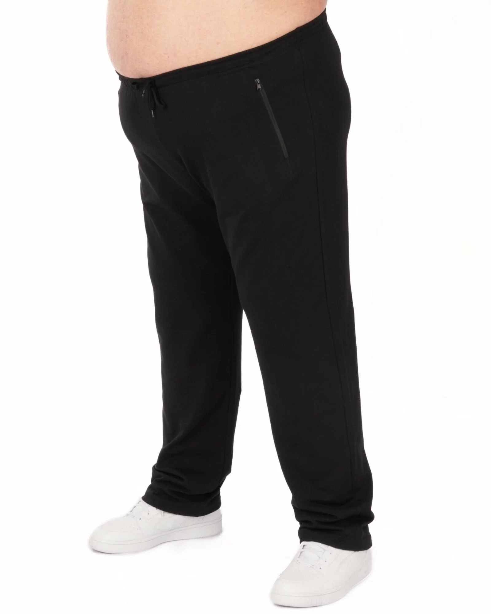Pantaloni negri mărimi mari cu buzunare cu fermoar