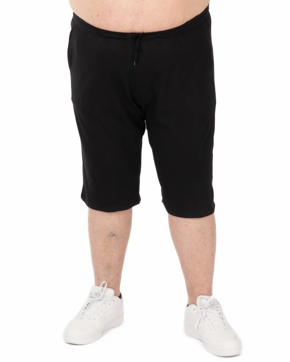 Pantaloni scurți negri mărimi mari buzunare oblice