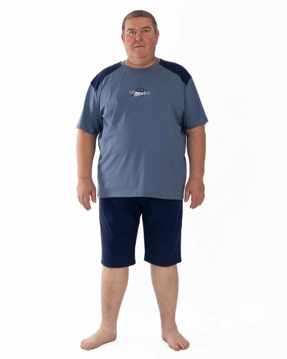 Pijama bărbați mărimi mari din bumbac ușor, albastru și bleumarin