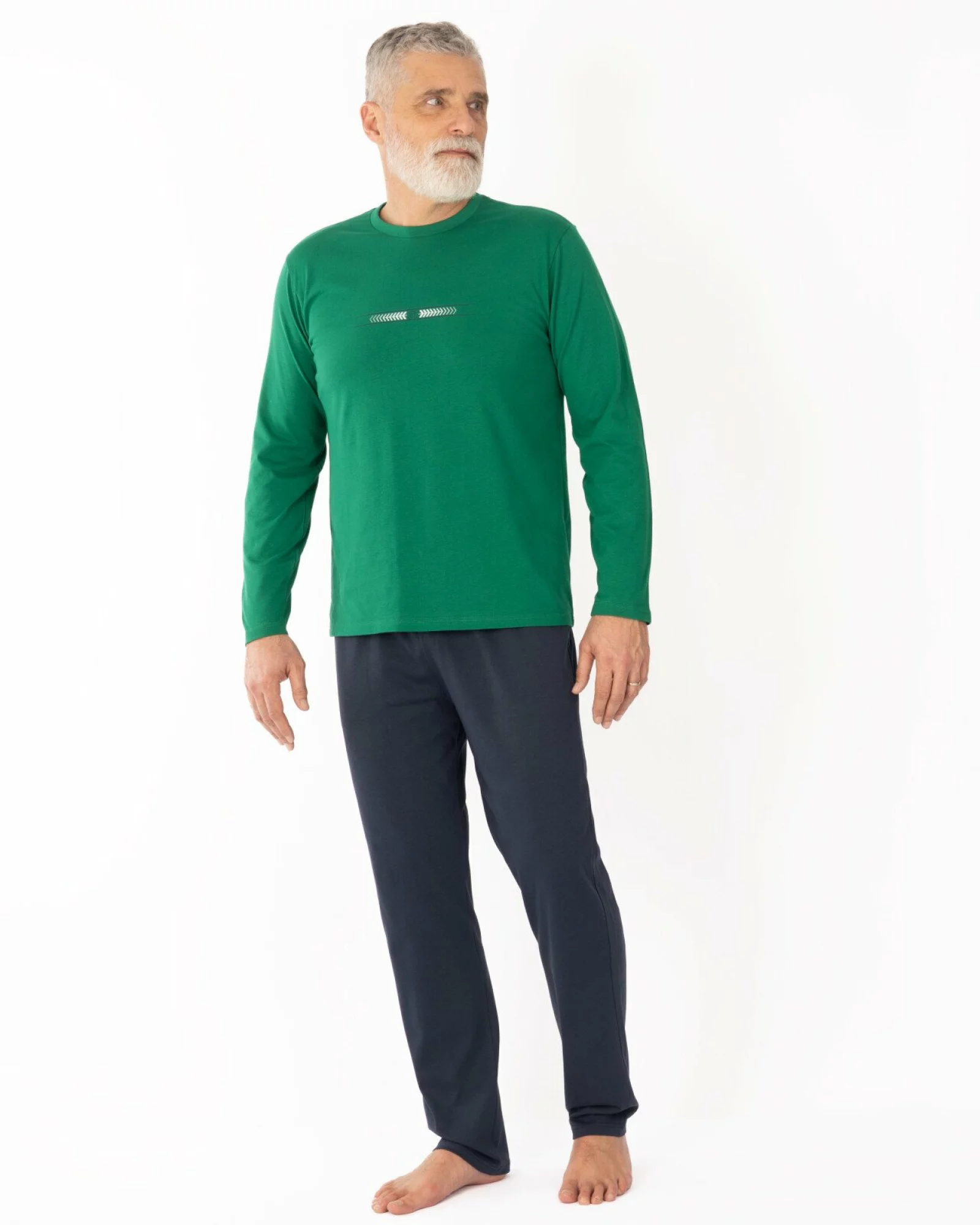Pijama bărbați verde și gri din bumbac