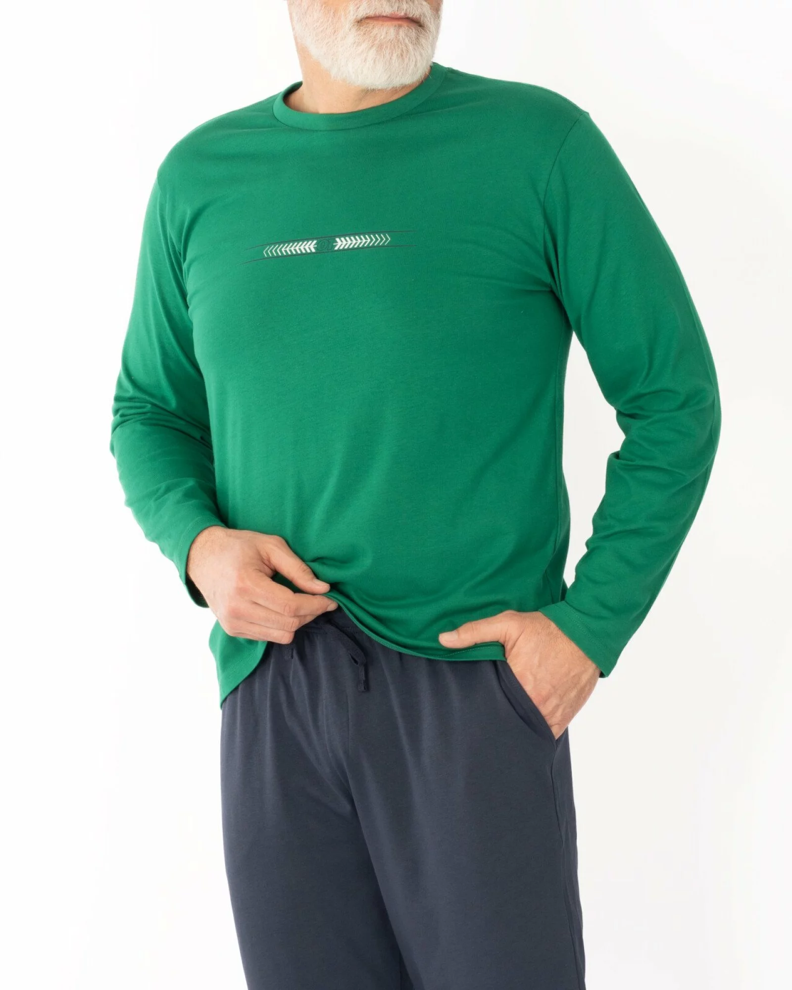 Pijama bărbați verde și gri din bumbac