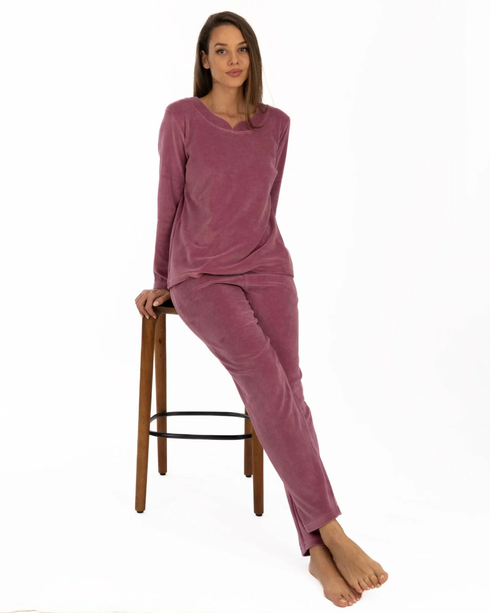 Set de casă bordo pudrat din catifea