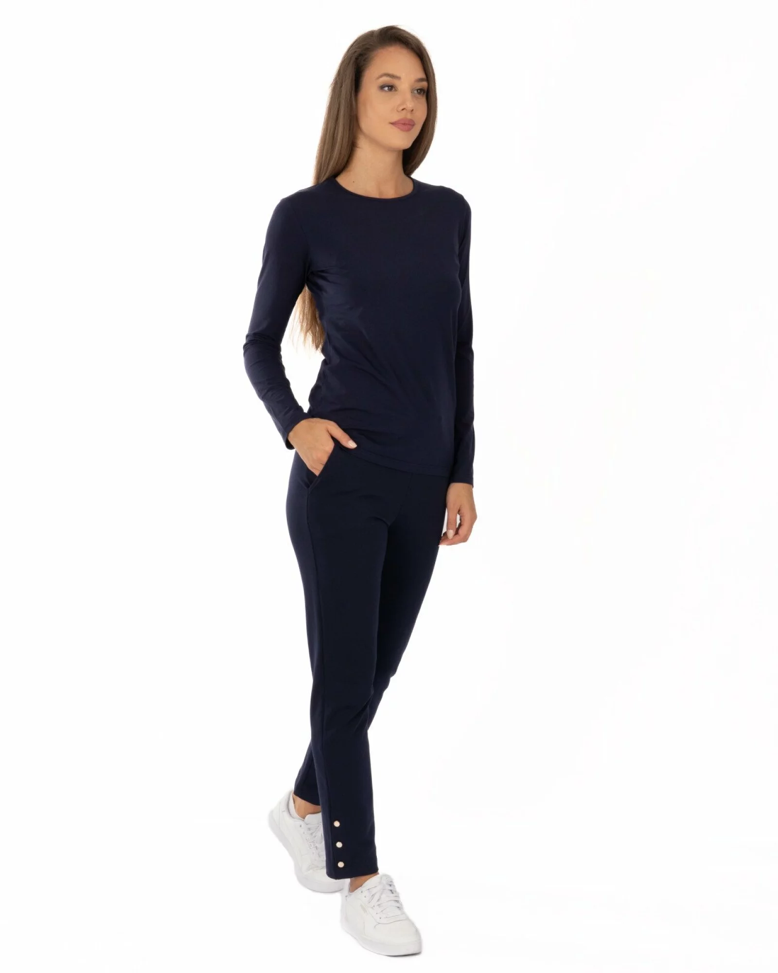 Bluză bleumarin bumbac elastan