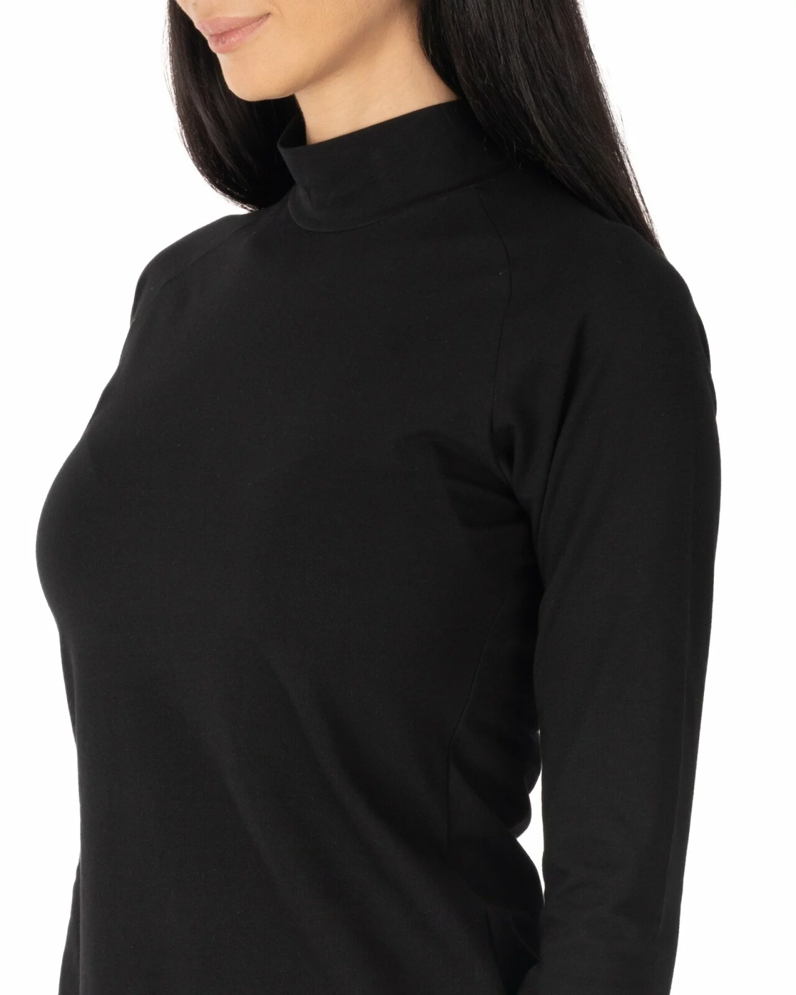 Maletă neagră bumbac elastan mâneci raglan