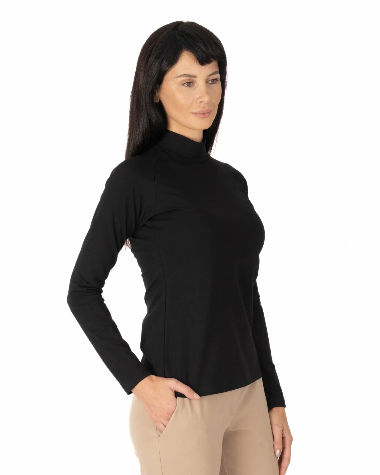 Maletă neagră bumbac elastan mâneci raglan