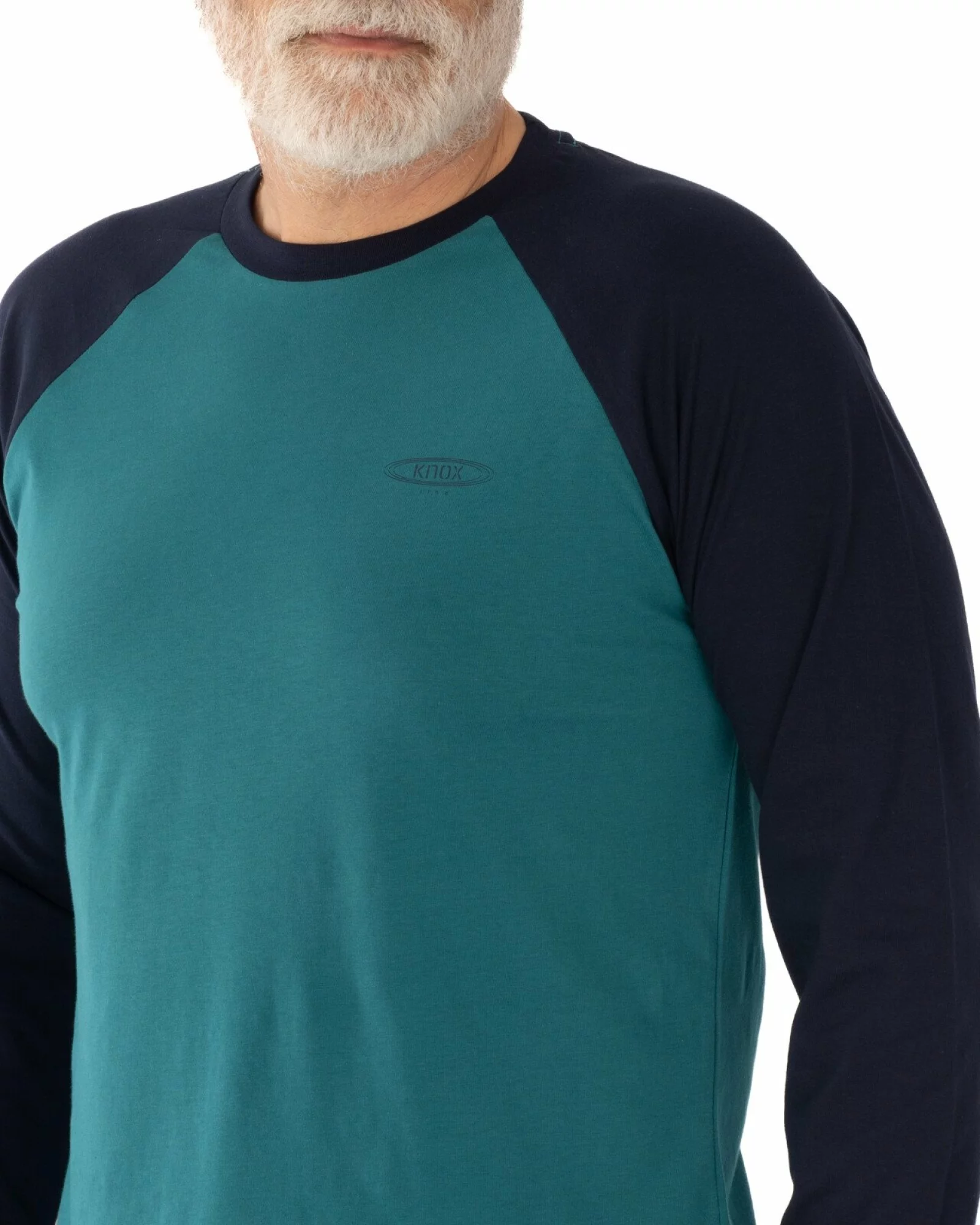 Pijama bărbați din bumbac ușor, culoare petrol și bleumarin, model raglan