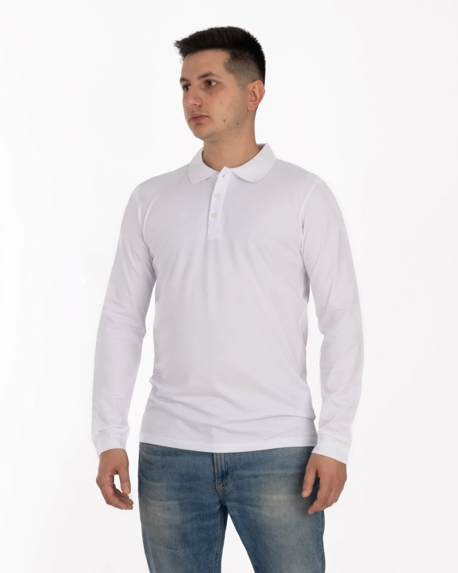 Bluză polo piqué albă bumbac