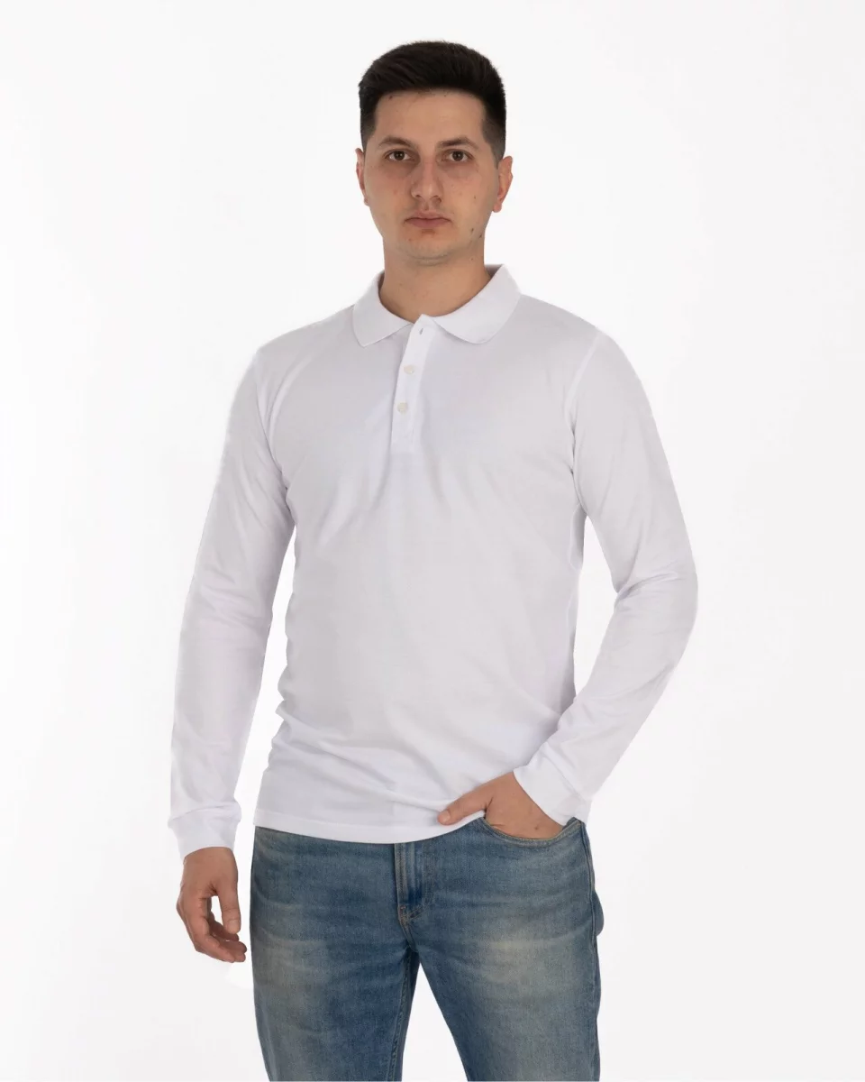 Bluză polo piqué albă bumbac