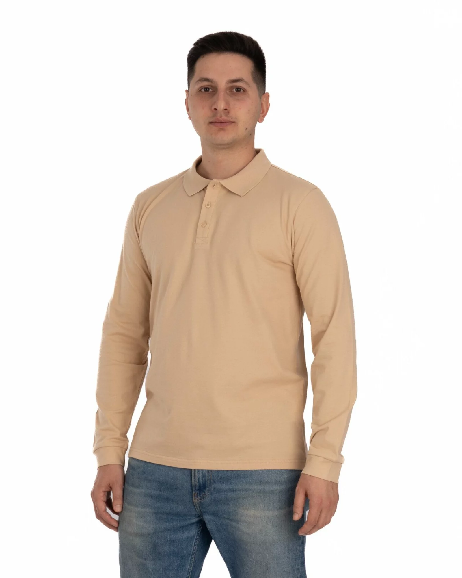 Bluză polo piqué crem bumbac