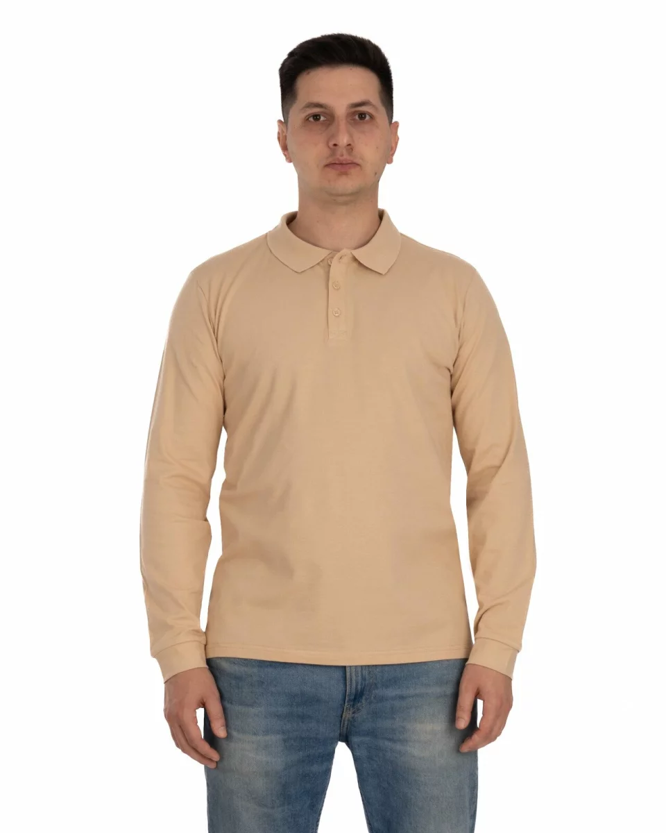 Bluză polo piqué crem bumbac