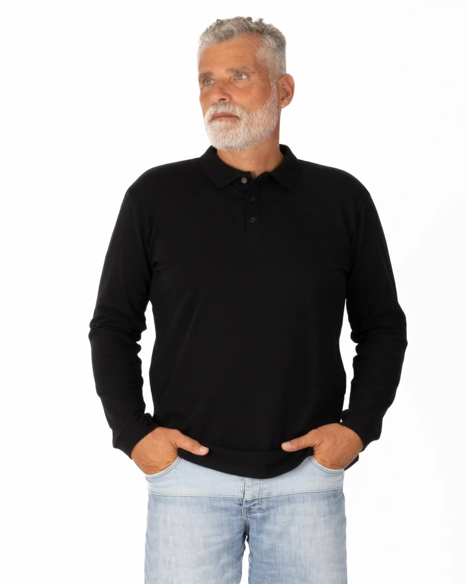 Bluză polo piqué neagră bumbac