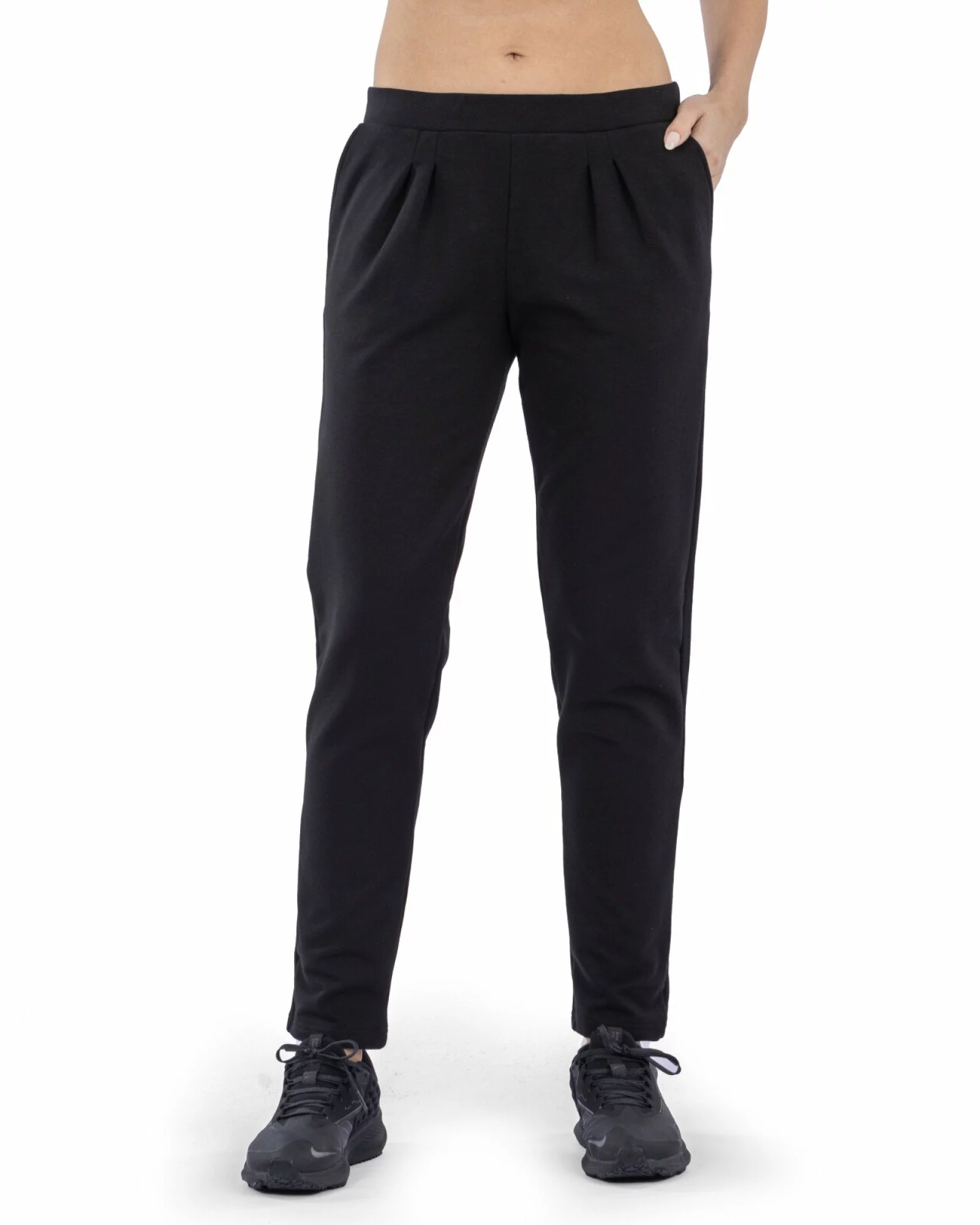 Pantaloni negri conici pliuri