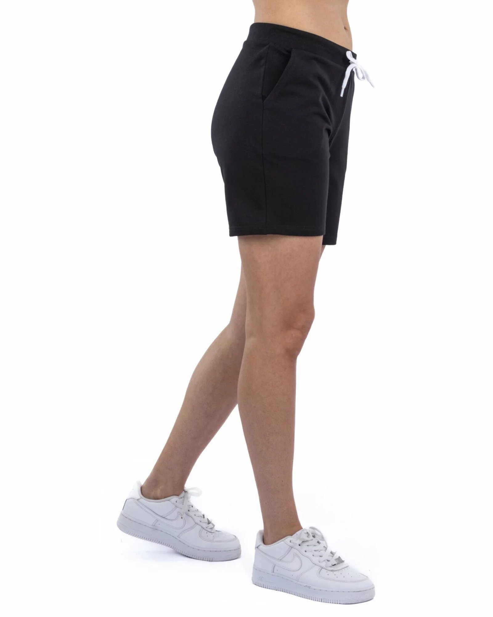 Pantaloni scurți negri buzunare oblice