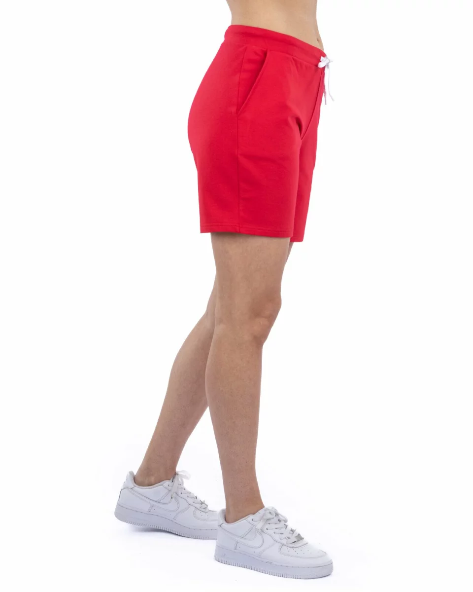 Pantaloni scurți roșii buzunare oblice
