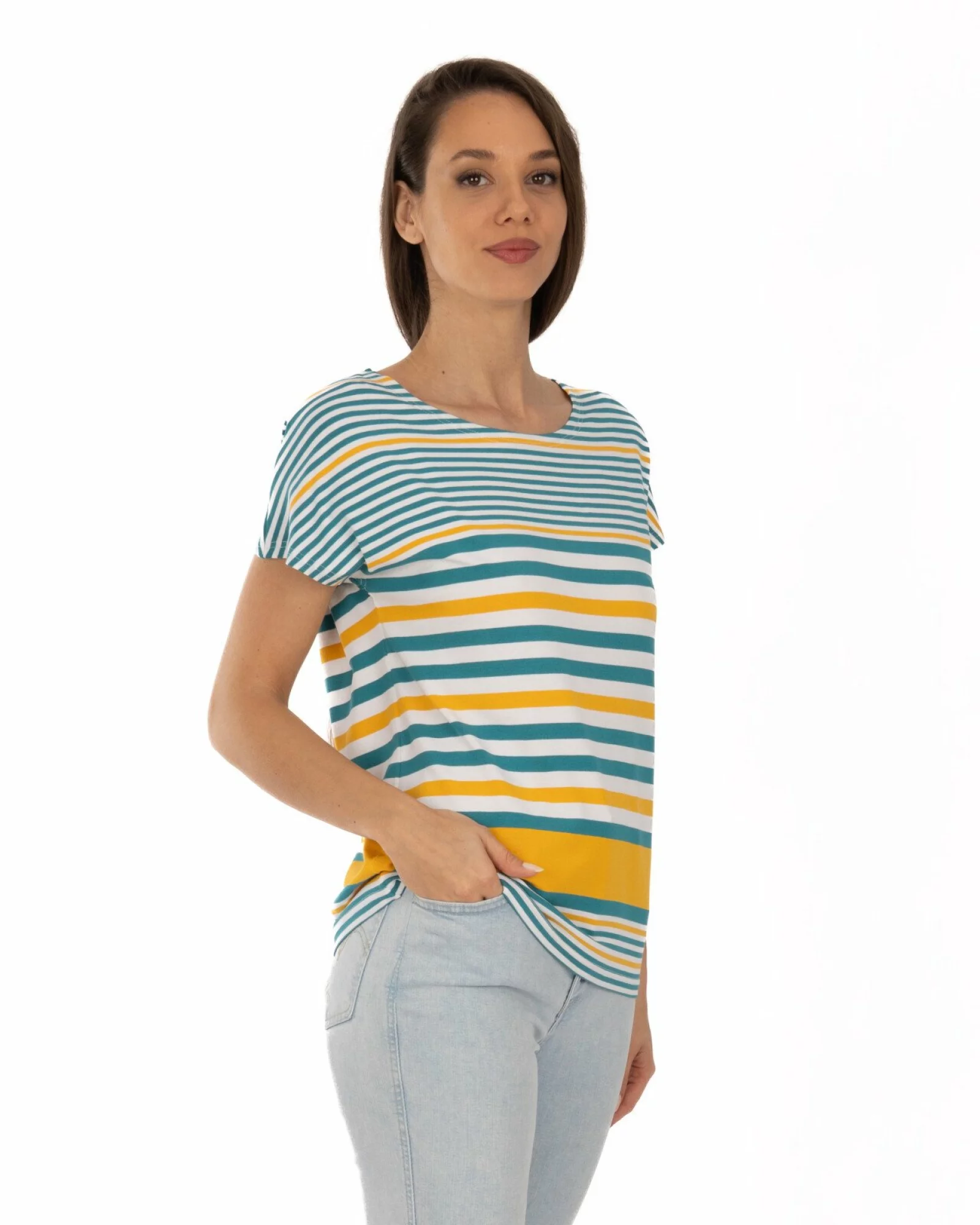 Tricou vâscoză elastan cu dungi