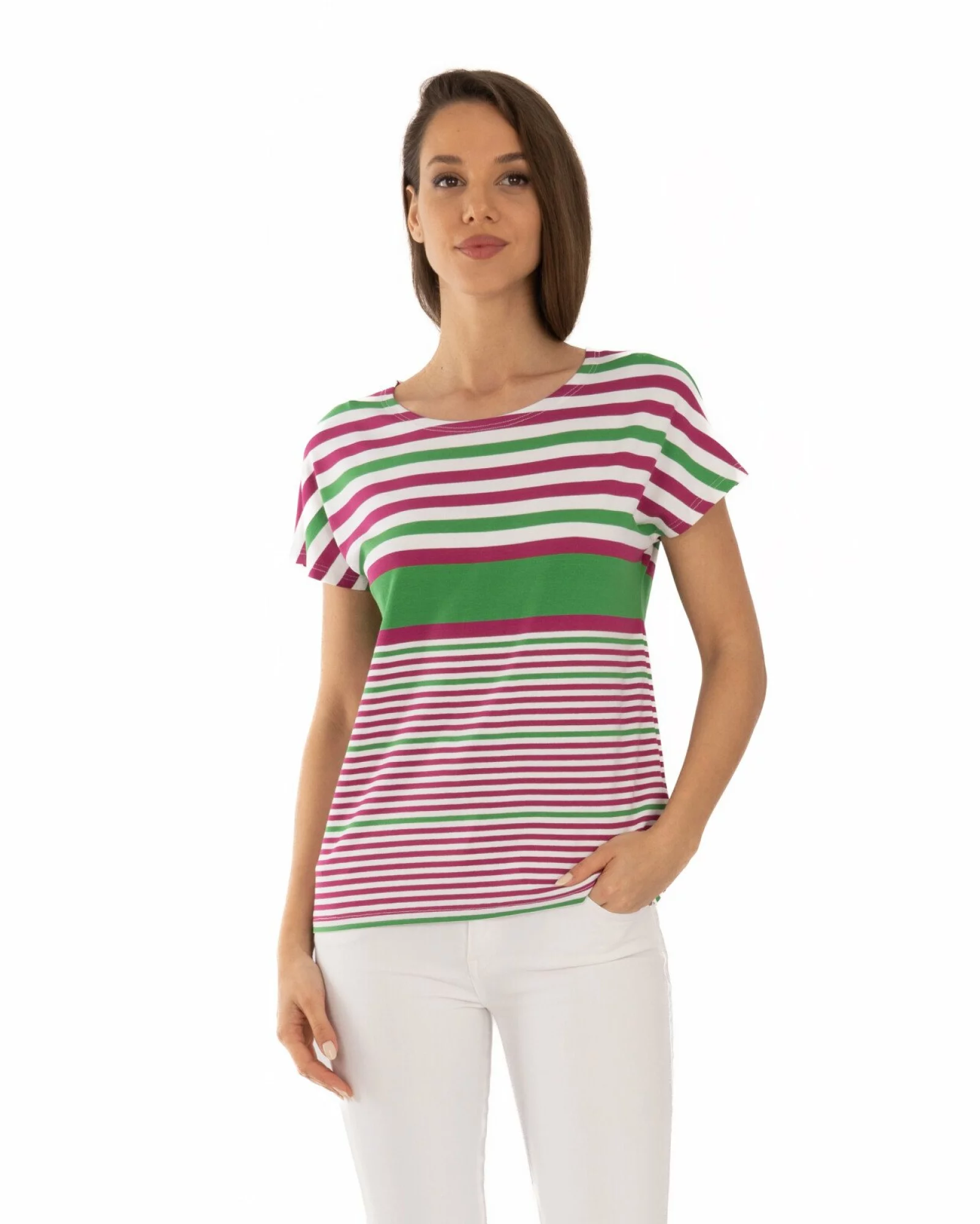 Tricou vâscoză elastan cu dungi